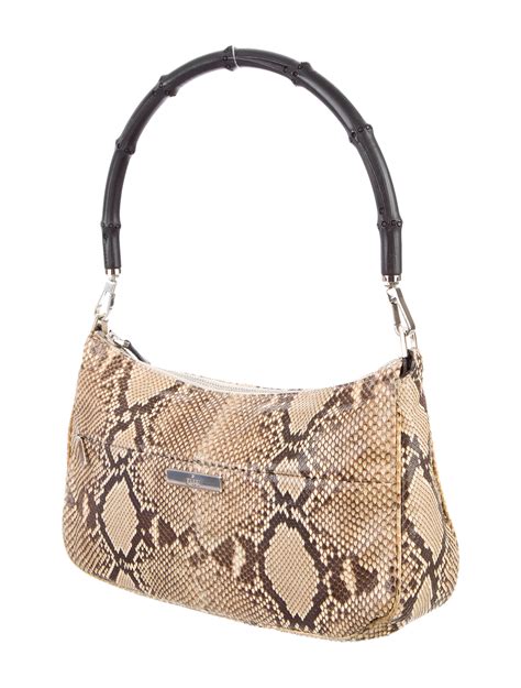 gucci bamboo classic leather top handle python misuse|gucci bamboo handbags.